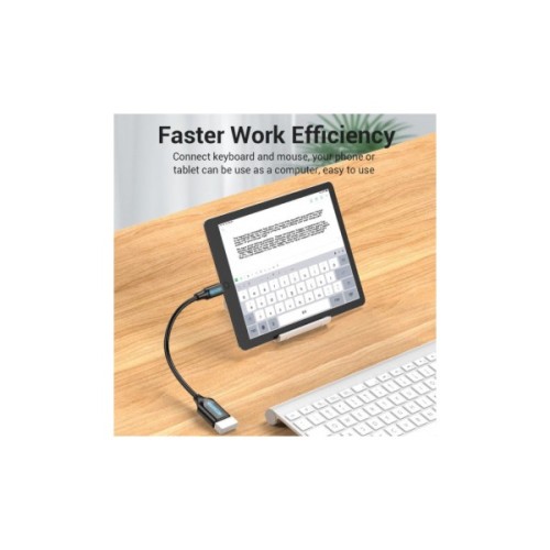 Перехідник OTG USB 2.0 AF to USB-C 0.15m black Vention (CCSBB)