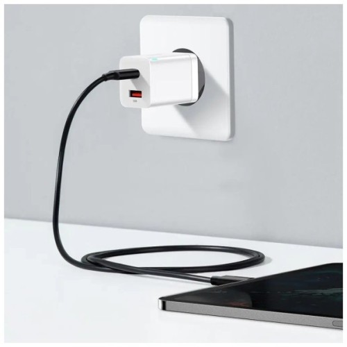 Зарядний пристрій Baseus 1xUSB-C 30W + 1xUSB white (CCSUPP-E02)