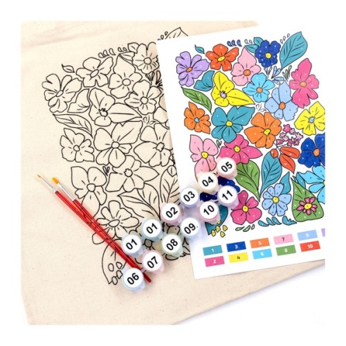 Набір для творчості Rosa Talent екосумка-розмальовка, Funny Flowers, 38х42 см (4823098543510)