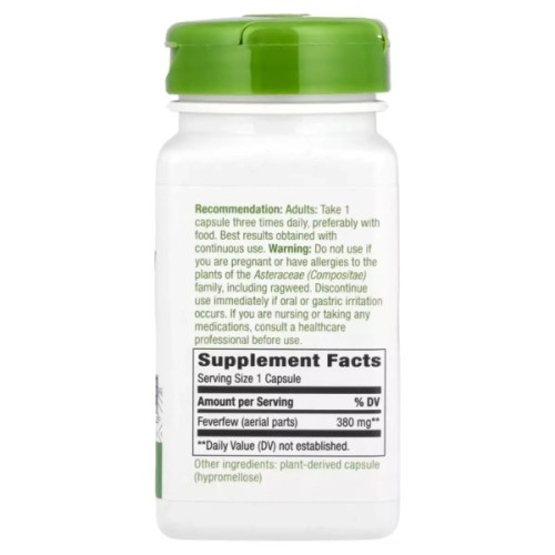 Вітамінно-мінеральний комплекс Nature's Way Піретрум дівочий (дівоча пижма), 380 мг, Feverfew Herb, 100 веге (NWY-12850)