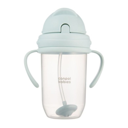 Поїльник-непроливайка Canpol babies з трубочкою і обтяжувачем, 270 мл, зелена (56/623_gre)