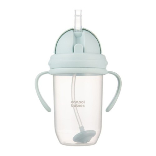 Поїльник-непроливайка Canpol babies з трубочкою і обтяжувачем, 270 мл, зелена (56/623_gre)