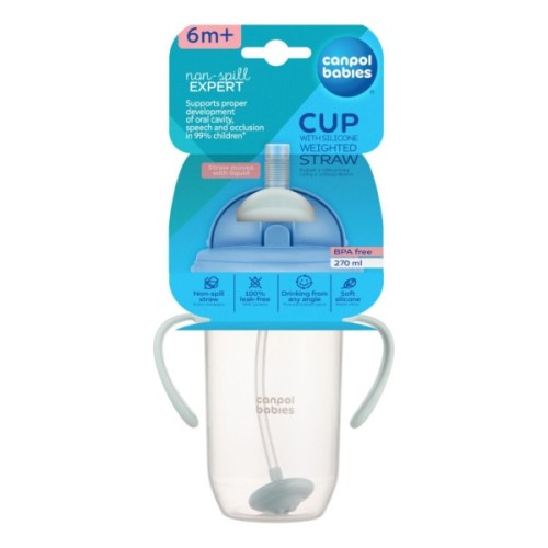 Поїльник-непроливайка Canpol babies з трубочкою і обтяжувачем, 270 мл, зелена (56/623_gre)