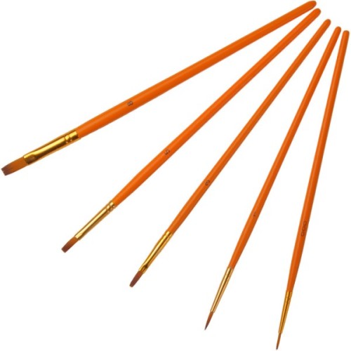 Пензлик для малювання Maxi набір 5 шт синтетичний ворс, круглі (№ 000, 1) пласкі (№3, 5, 8) коротка ручка (MX60885)