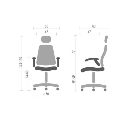 Офісне крісло Аклас Прима PL HR ANF Серое (08173)