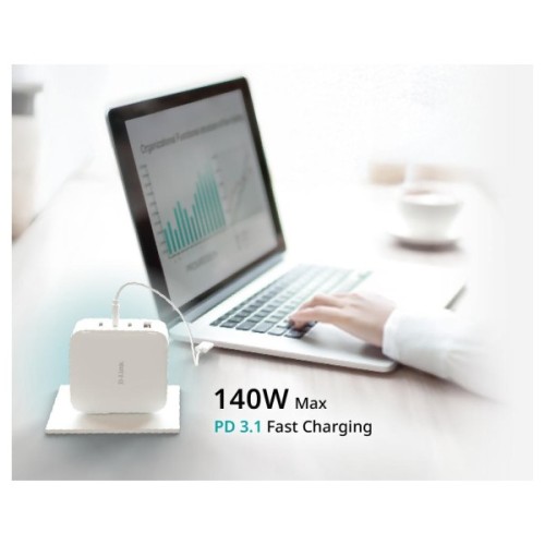 Зарядний пристрій D-Link 3xUSB-C + 1xUSB PD140W GaN white (DCF-141)