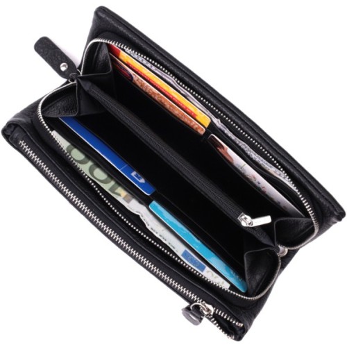 Гаманець ST Leather З натуральної шкіри Чорний (22527)