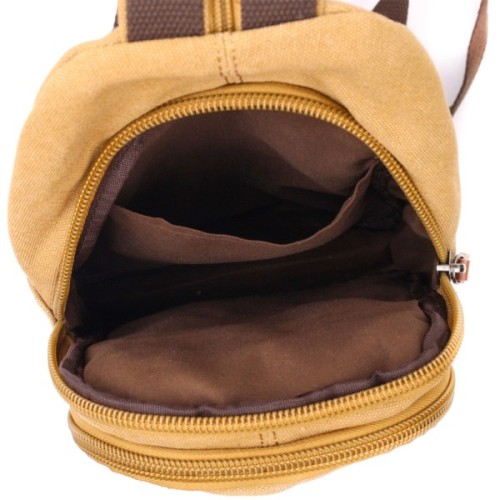 Сумка Vintage Текстильна через плече із ущільненою спинкою Пісочна (22178)