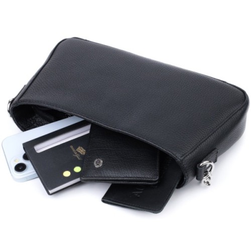 Сумка Shvigel З зернистої натуральної шкіри Чорна (22837)