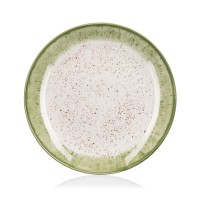 Тарілка Ardesto Siena, 19см, порцеляна, біло-зелений (AR2919SWG)