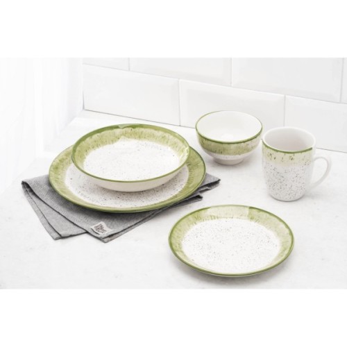 Тарілка Ardesto Siena, 19см, порцеляна, біло-зелений (AR2919SWG)