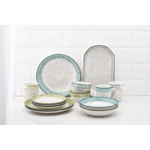 Тарілка Ardesto Siena, 19см, порцеляна, біло-зелений (AR2919SWG)