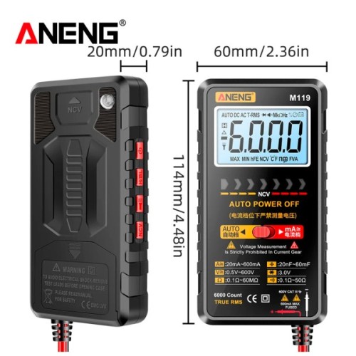 Цифровий мультиметр ANENG M119, V, A, R, C, T, F, функція hFE (M119)