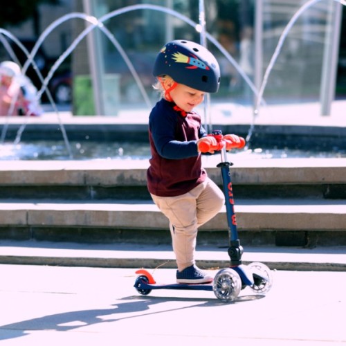 Самокат Micro Mini Deluxe Foldable LED" складний Синій" (MMD196)