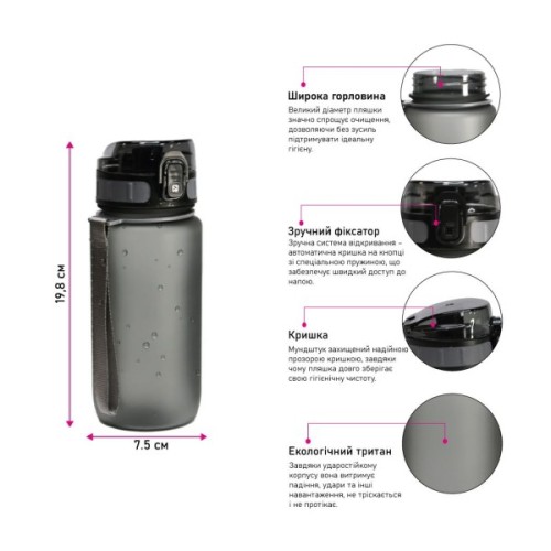 Пляшка для води Line Art La Plata 600 мл темно-синій (60014118LA-44)