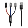 Дата кабель USB 2.0 AM to Lightning + Micro 5P + USB-C 1.2m 5A black Baseus (CAMLT-BSY01)