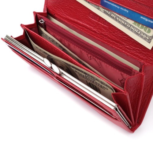 Гаманець ST Leather З натуральної шкіри Червоний (22675)