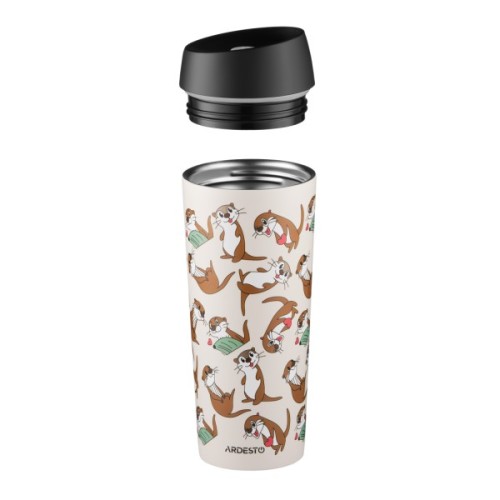 Термокружка Ardesto Coffee Time Animals Otter 450мл, нержавіюча сталь, бежевий (AR2645OT)