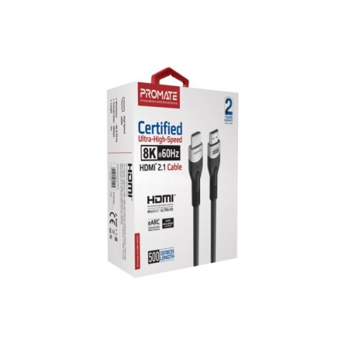 Кабель мультимедійний HDMI M to HDMI M 5.0m V2.1 grey Promate (primelink8k-500.grey)