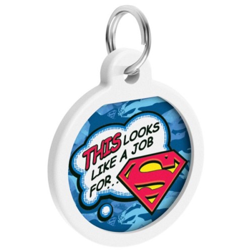 Адресник для тварин WAUDOG Smart ID з QR паспортом "Робота для Супермена", круг 25 мм (0625-1016ru-eng)