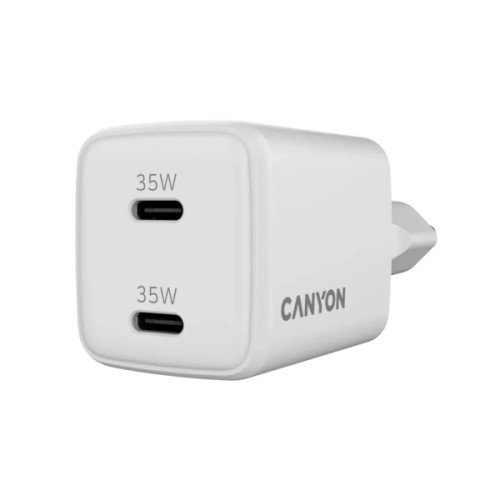 Зарядний пристрій Canyon CU35CC GaN 35W 2xPD EU White (CNS-CUW35CC)