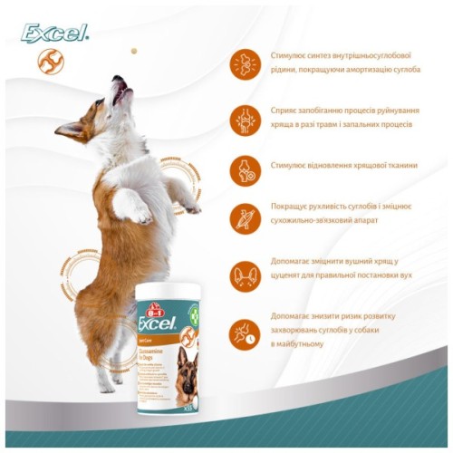 Вітаміни для собак 8in1 Excel Glucosamine для суглобів 110 шт (4048422184089)