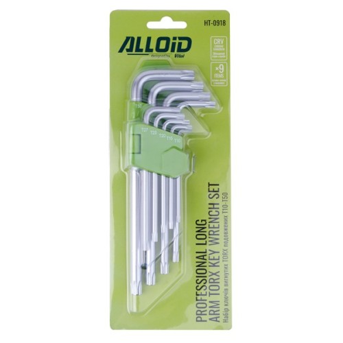 Ключ Alloid вигнутий TORX, подовжених, 9шт. (HT-0918)