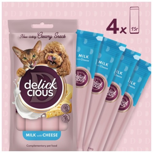 Ласощі для собак Delickcious молоко з сиром 4х15 г (4820269145382)