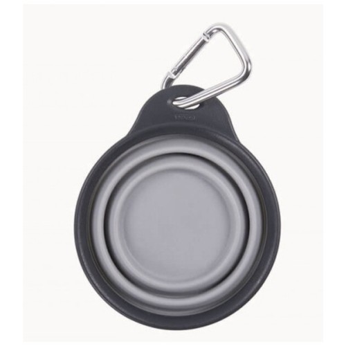 Посуд для собак Dexas Дорожня складна миска Тревел Кап з карабіном мала 240 мл (світло-сіра) (0084297309152)