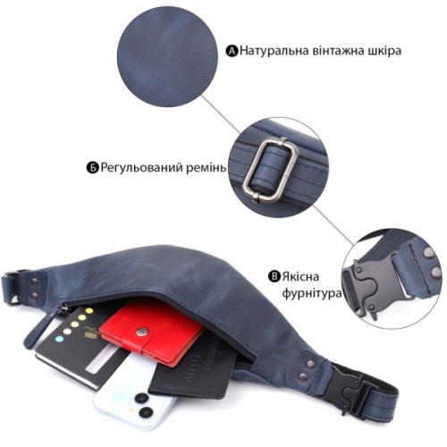 Сумка Shvigel З натуральної шкіри Синя (23132)