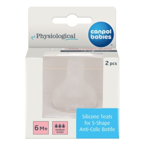 Соска Canpol babies силіконова до пляшечки S-Shape L (середня) 2 шт (59/893)