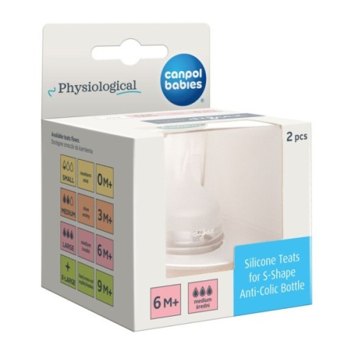 Соска Canpol babies силіконова до пляшечки S-Shape L (середня) 2 шт (59/893)