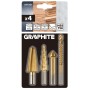 Набір свердл Graphite TiN, ступінчасте, розгортка, фреза, зенкер, 4шт, 0.098кг (54T301)