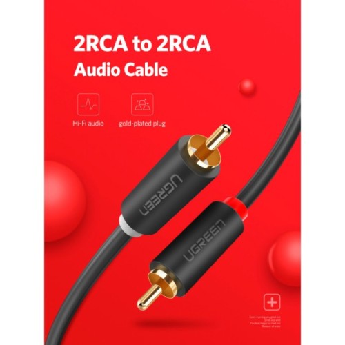 Кабель мультимедійний 2xRCA M to 2xRCA M 3.0m AV104 black Ugreen (10519)