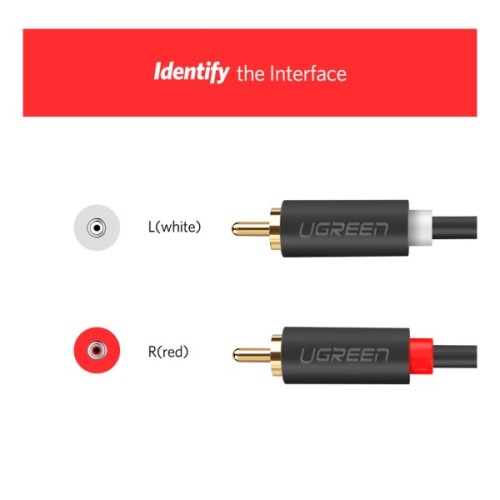 Кабель мультимедійний 2xRCA M to 2xRCA M 3.0m AV104 black Ugreen (10519)
