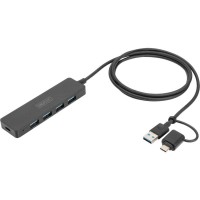 Концентратор Digitus USB-A and USB-C to 4xUSB 1x USB-C 1.2m Black (DA-70236)