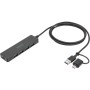 Концентратор Digitus USB-A and USB-C to 4xUSB 1x USB-C 1.2m Black (DA-70236)