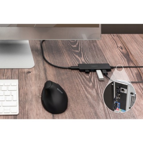 Концентратор Digitus USB-A and USB-C to 4xUSB 1x USB-C 1.2m Black (DA-70236)