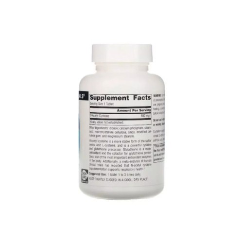 Амінокислота Source Naturals NAC (N-Ацетил-L-Цистеїн), 600 мг, N-Acetyl Cysteine, 30 таблеток (SN0849)