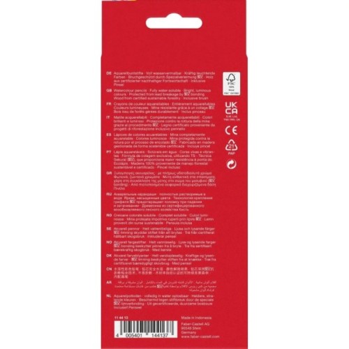 Олівці кольорові Faber-Castell акварельні , 12 кольорів + пензлик (114413) (1407)