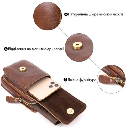 Сумка Vintage Поясна чоловіча Коричнева (20417)