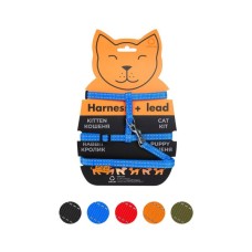 Шлея для котів Dog Extreme з нейлону з повідцем Ш 10 мм Д 110 см блакитна (42852) Шлея для котів Dog Extreme з нейлону з повідцем Ш 10 мм Д 110 см блакитна (42852)