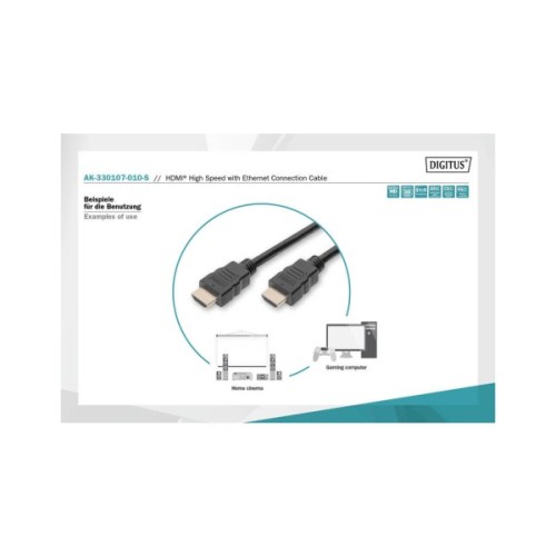 Кабель мультимедійний HDMI M to HDMI M 1.0m 4K Digitus (AK-330107-010-S)