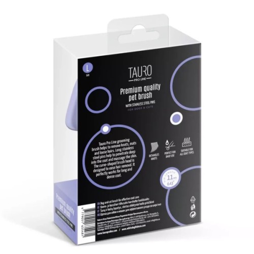 Гребінець для тварин Tauro Pro Line дерев'яна прямокутна, зубці 11 мм фіолетова L (TPLB63548)