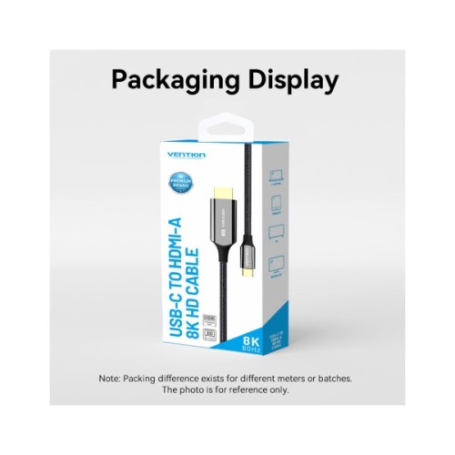 Кабель мультимедійний USB-C to HDMI M 1.8m 8K60Hz black Vention (CRCBAC)