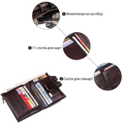 Гаманець Vintage Шкіряний Коричневий (14602)