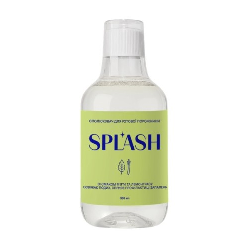 Ополіскувач для порожнини рота Splash Mint And Lemongrass Зі смаком м'яти та лемонграсу 300 мл (4820266832247)