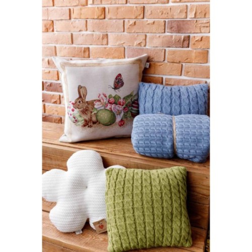 Подушка Прованс декоративна гобеленова Зайчик з писанками і квітами Веснянка 45х45 см (034272)