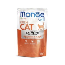 Вологий корм для кішок Monge Cat Grill Kitten лосось 85 г (шматочки в жиле) (8009470013604)