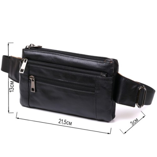 Сумка Vintage На пояс з натуральної шкіри Чорна (20474)